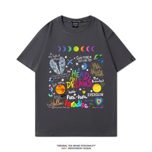 콜드 플레이 밴드 어라운드 코튼 티셔츠 여름 신작 남성과 여성 2025 콘서트 투어 반팔 의류 트렌드 락 루즈 탑