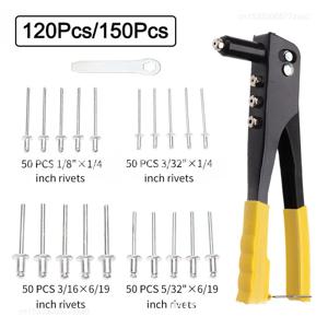 헤비 듀티 리베 터 세트 팝 리벳 건 120Pcs/150Pcs 블라인드 리벳 구색 키트 핸드 툴 리벳 너트 도구 핸드 리베 터