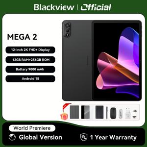 Blackview MEGA 2 태블릿 PC 세트(키보드, 마우스, 스타일러스, 12인치 2K 디스플레이 12GB+24GB RAM 256GB ROM, Android 15 태블릿, 9000mAh)