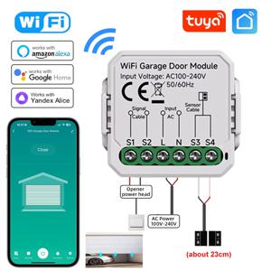 Tuya 미니 WiFi 차고 문 오프너 스마트 라이프 App 원격 음성 제어 게이트 도어 스위치 모듈은 Alice Alexa Google 홈과 함께 작동합니다.