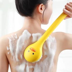 귀여운 오리 롱 핸들 목욕 브러시 부드러운 강모 목욕 브러시 스킨 마사지 샤워 스크러버 엑스 폴리 에이 팅 바디 클리닝 브러시 욕실