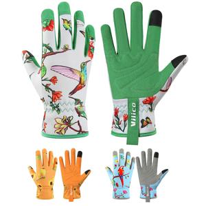 여성용 정원 장갑 통기성 가죽 정원 장갑 그립 포함 가시 방지 펑크 방지 작업 장갑