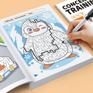 미로 게임 도서 인지 발달 향상 주의 훈련 특정 집중력 퍼즐 3-8세를 위한 다채로운 페이지