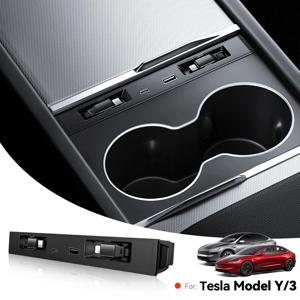 YZ 새로운 테슬라 모델 Y 3 주니퍼  하이랜드 2025 45W 급속 충전기 확장 도크 USB 션트 허브 지능형 도킹 스테이션 자동차 어댑터 전원 액세서리용