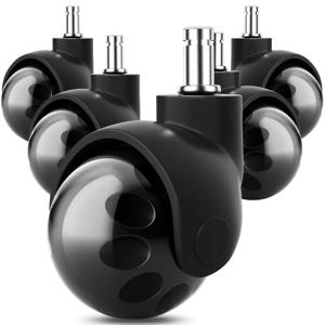 2인치 사무실 의자 볼 캐스터 휠, 견고한 교체용 캐스터 (단단한 나무 바닥 카펫 매트용), 5개 세트