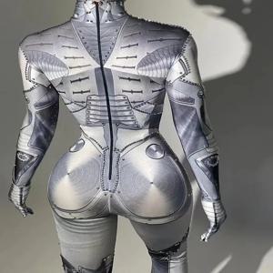 섹시하고 신축성 있는 퍼포먼스 댄스 나이트클럽 롬퍼, 여성용 가수 무대 의상, 반짝이는 라인스톤 점프수트, 장갑 포함