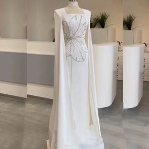 맞춤 제작 고품질 저지 스팽글 A라인 스퀘어넥 롱 드레스 맞춤 행사 사이즈 가능