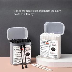 나선형 귀이개 면봉 2 in 1 양면 검정 면봉 귀 청소용 일회용 위생