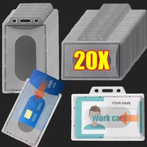 20/10/5/1팩 카드 홀더 투명 두꺼운 이름 태그 ID 카드 보호대 수직/수평 다기능 방수 카드 슬리브