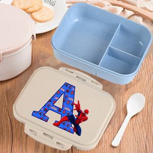 마블 스파이더맨 도시락 상자 소년 귀여운 편지 A-Z 식품 보관 용기 학생 학교 피크닉 과일 저녁 식사 케이스 어린이 선물