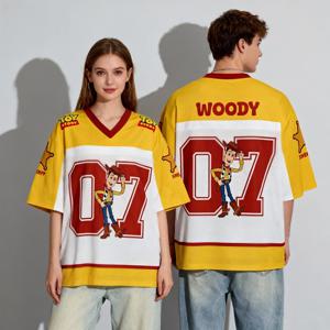 디즈니 토이 스토리 미키 마우스 요소 야구 축구 셔츠 여름 달콤한 멋진 티셔츠 오버사이즈 여성 남성 성인 트렌드