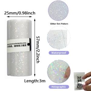 [투명 감열지 롤] 투명 자가 접착 감열지 롤 |   57mm x 2.5m, 대부분의 미니 프린터와 호환 가능