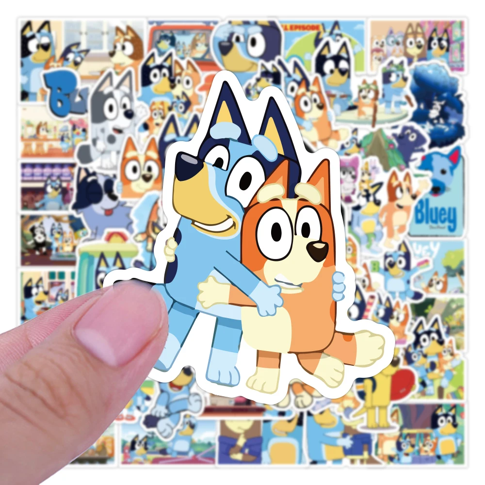 50개 만화 블루이 가족 애니메이션 스티커 DIY 휴대폰 노트북 여행가방 스케이트보드 그래피티 데칼 어린이용 재미있는 스티커