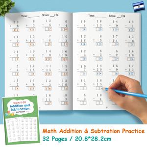 32페이지 어린이 수학 계몽 워크북 20 이내의 덧셈과 뺄셈 정신 산술 문제 활동 워크북