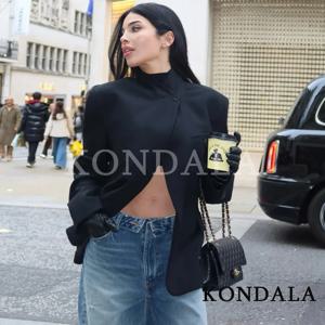 KONDALA 레이디 해킹 블레이저 새로운 2026 트렌디 싱글 버튼 슈트 블레이저 여성 봄 패션 우아한 하이 스트리트 미니멀리스트 블레이저