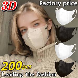 200pcs3D 입체 일회용 보호 마스크-야외, 가정, 통근, 사무실, 학교, 남녀공용 고가치.