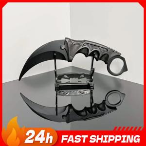 18.8cm 블랙 메탈 카람빗 모델 게임 Cs 주변기기 수집용 안전칼 장식품 야외 무술 훈련 장난감