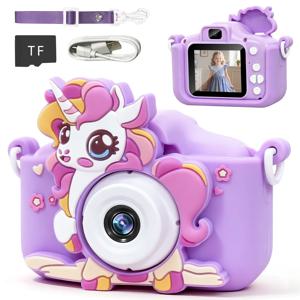 어린이 카메라 1080P HD - TF 카드 포함, 20MP 듀얼 렌즈와 셀카 모드, 5-12세 어린이를 위한 야외 모험 장난감