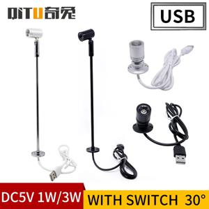 미니 LED 스포트라이트 1W/3W 쥬얼리 디스플레이 DC5V 스위치 USB 인터페이스 상점 캐비닛 인테리어 장난감 장식 데스크탑 포커스
