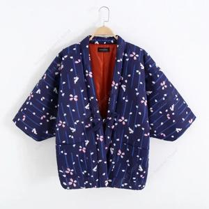 가을 겨울 Hanten 자켓 여성용 일본 기모노 라운지 Homewear 잠옷 퀼트 하오리 코튼 패딩 코트 아시아 의류