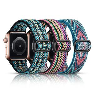 보헤미안 나일론 스트랩 애플워치 울트라 2 49mm 41mm 45mm 38/40/44mm 탄성 샤이니 팔찌 아이워치 시리즈 9/8/7 6 5 4 Se 밴드