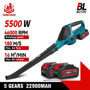 ONEVAN 5500W 무브러시 전기 에어 블로워 46000RPM 무선 낙엽 먼지 눈 제거 클린 파워 툴 (마키타 18V 배터리 핀용)