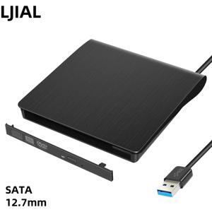 LJIAL 12.7mm USB 3.0 DVD 드라이브 외장 광학 드라이브 인클로저 SATA-USB 외장 케이스 (노트북용, 드라이브 미포함)