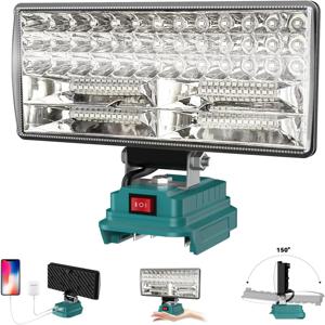 8인치 무선 LED 작업등 휴대용 LED 손전등 작업 캠핑 야외용 2단계 조절 가능한 LED 라이트 마키타 배터리용