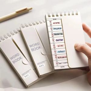 포켓 어휘 메모리 도서, 영어 독일어 프랑스어 스페인어 단어 도서, 맞춤형 계획 및 학습 보조, 간편한 휴대