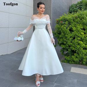 투프곤 A라인 맞춤 웨딩드레스 신부용 오프숄더 코르셋 백 미디 여성 촬영 드레스 웨딩 가운