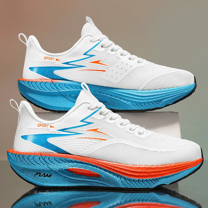 마라톤 남성 스포츠 러닝화 카본 보드 에어 쿠션 통기성 경량 여성용 편안한 운동화 미끄럼 방지 스니커즈