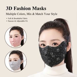 자외선 차단 방풍 마스크 3겹 두꺼운 눈 보호 코너 통기성 세탁 가능 패션 따뜻한 프린팅 마스크