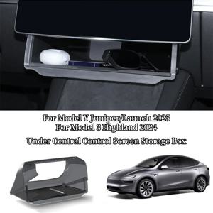 테슬라 모델 3/Y 주니퍼/런치 2026용 센터 콘솔 스크린 하부 수납함, 센터 콘솔 숨김 수납 정리함