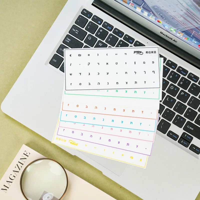 데스크탑 및 노트북 컴퓨터용 히브리어 언어 키보드 스티커, 단일 투명 측면 각인 스티커, 범용형