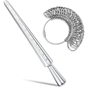 반지 사이즈 측정 도구 알루미늄 링 맨드렐 이중 측정 사이즈 금속 반지 사이저 도구 키트 여성 남성 반지용 조절기