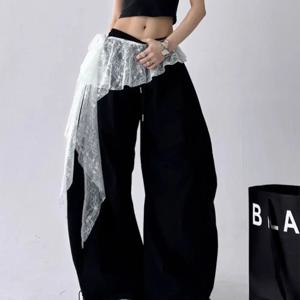 자수 플라워 레이스 미니 스커트 불규칙 Y2K 스트릿웨어 루슈 스커트 하이웨이스트 시스루 레이스업 러플 스커트