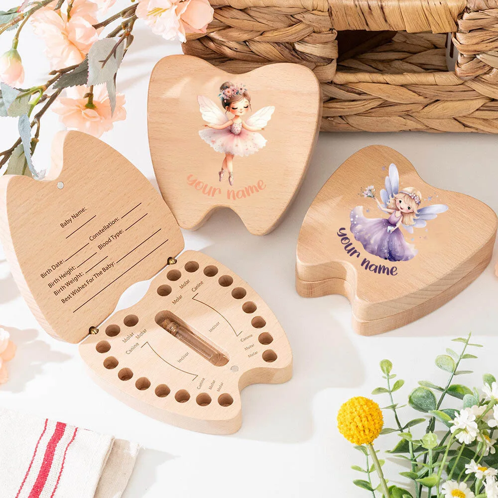 맞춤형 이빨 요정 상자 개인화된 나무 이빨 요정 보관함 남아 여아 이빨 기념품 어린이 생일 선물 베이비 샤워 선물