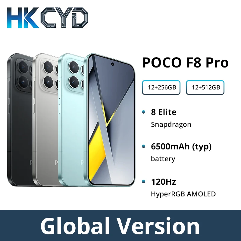 【월드 프리미어】POCO F8 Pro 5G 글로벌 버전 스마트폰 스냅드래곤 ®   8 엘리트 6.59인치 120Hz 하이퍼RGB AMOLED 디스플레이 6210mAh NFC