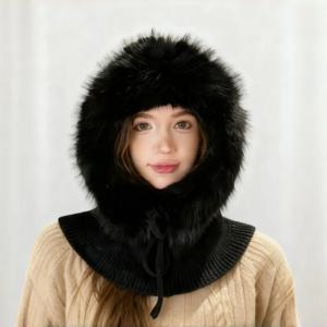 발라클라바 여성용 가을 겨울 폴리에스터 섬유 니트 모자 트렌디하고 다용도로 활용 가능한 따뜻하고 방한 기능이 있는 풀오버 모자