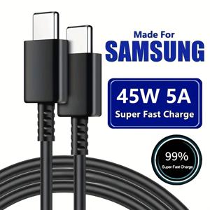 삼성 S22 S23 S24 플러스 노트 20 울트라 A53 A54 A55용 5A PD 45W 듀얼 USB C 초고속 충전 케이블 2m