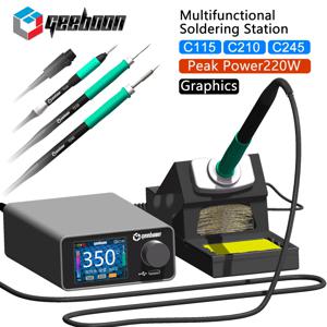 GEEBOON 220W TC22 납땜 스테이션, 115/210/245/T12 납땜 팁과 호환, 컬러 곡선 디스플레이, 납땜 리워크 스테이션