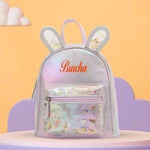 개인화 된 이름 큰 꼬리 고양이 만화 토끼 귀 배낭 패션 레저 귀여운 공주 소녀 가방 중요한 소녀 학교 가방