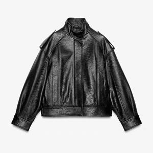 신상품 가을 ZA2025 여성 가죽 파일럿 재킷 코트 ZW 시리즈 긴소매 지퍼 솔리드 컬러 출퇴근 스타일