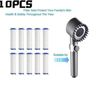 휴대용 샤워기용 교체용 샤워 필터 10개 - 염소 불화물 및 경수를 제거하는 고출력 샤워 물 필터