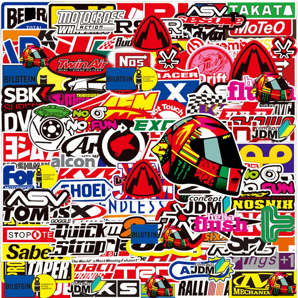 10/50/100/200pcs 멋진 레이싱 카 JDM 그래피티 스티커 방수 DIY 스케이트보드 전화 헬멧 오토바이 만화 데칼 장난감