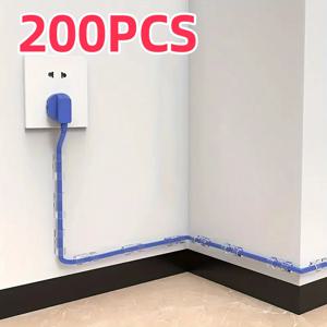 200/10개 투명 플라스틱 케이블 클립 벽 및 책상용 투명 와이어 정리 도구 접착식 코드 홀더