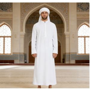남성 무슬림 로브 루즈핏 트로피컬 롱 드레스 스탠드 칼라 뉴 라운드넥 아랍 중동 이슬람 의류