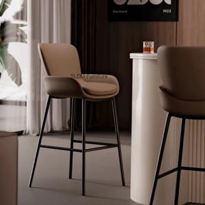 편안한 팔걸이 바 의자 회색 가죽 레스토랑 디자인 바 의자 미니멀리스트 인체공학적 식당용 의자 독특한 가구