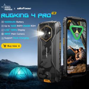 Ulefone RugKing 4 Pro 견고한 휴대폰 안드로이드 15 최대 16GB+256GB 방수 스마트폰 10200mAh 48MP 카메라 NFC 글로벌 6.56인치 120Hz