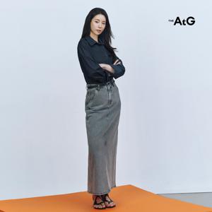 26SS 커브드 데님 스커트+벨트